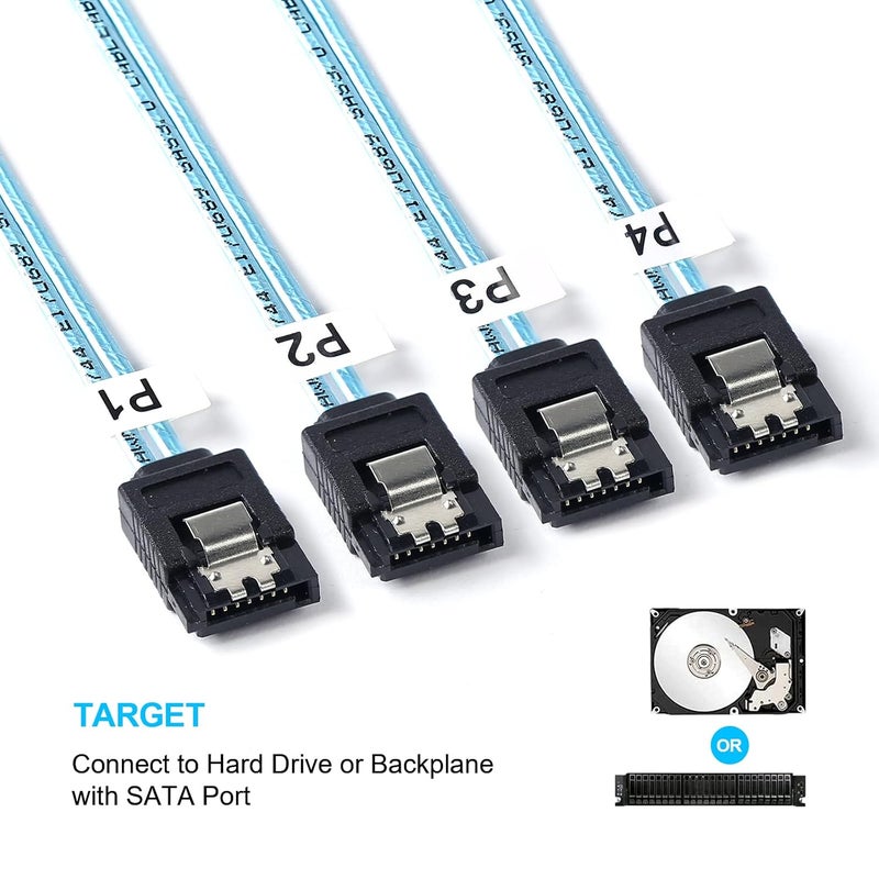 ADCAUDX 2Pack Mini SAS to SATA Cable: 0.5M SFF-8643 to SATA Forward Breakout Mini SAS HD SFF 8643 Controller to Hard Drive Cable (1.6FT) - Image 3